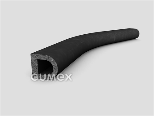 "D" mikroporöses Profil mit Loch, 16x18/R8mm, 2 Ströme,  Dichte 500kg/m3, EPDM, -30°C/+80°C, schwarz, 
